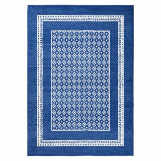 Home Outfitters 4' X 6' Blue And White Geometric Area Rug