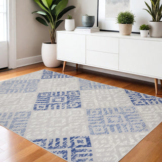 Home Outfitters 4' X 6' Blue And Gray Geometric Area Rug