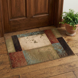 Home Outfitters 2' X 3' Beige And Brown Floral Block Pattern Scatter Rug