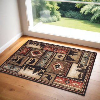 Home Outfitters 2' X 3' Gold and Ivory Power Loom Area Rug