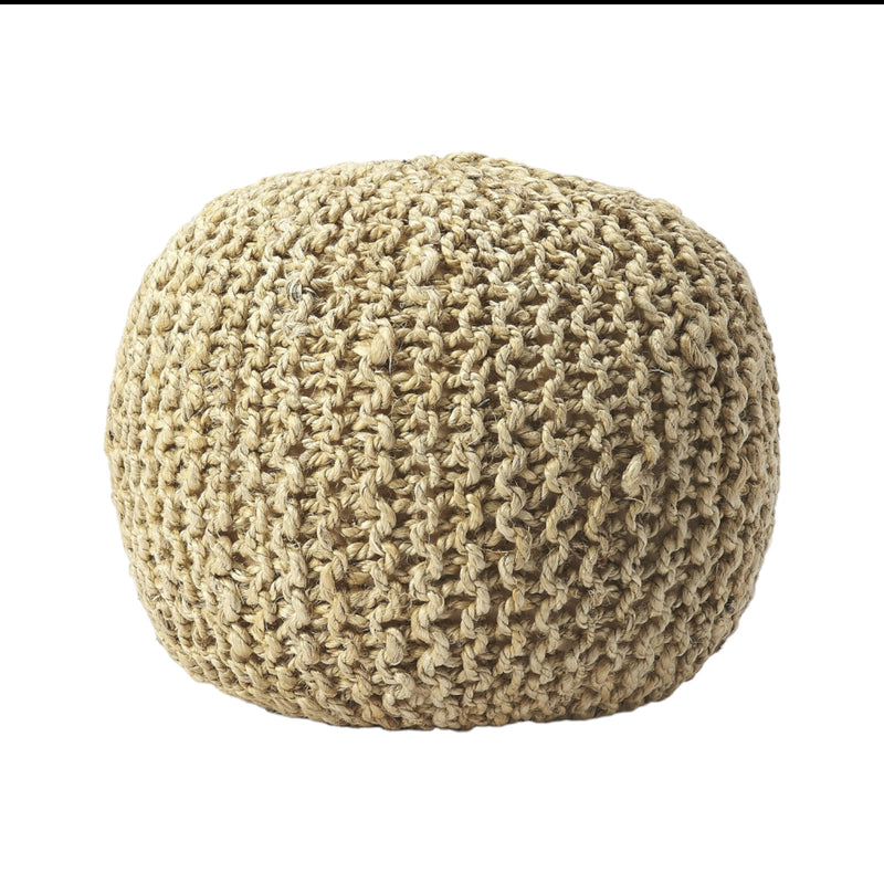 Home Outfitters 19" Natural Jute Round Pouf Ottoman