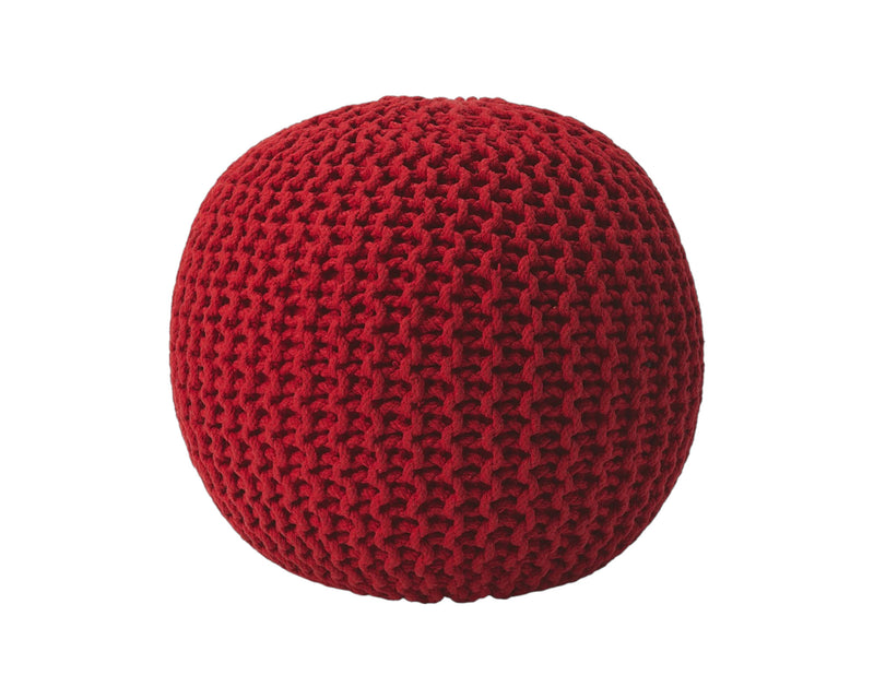 Home Outfitters 19" Red Round Pouf Ottoman