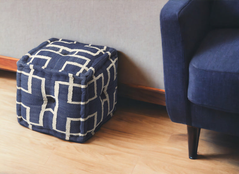 Home Outfitters 16" Blue Pouf Ottoman