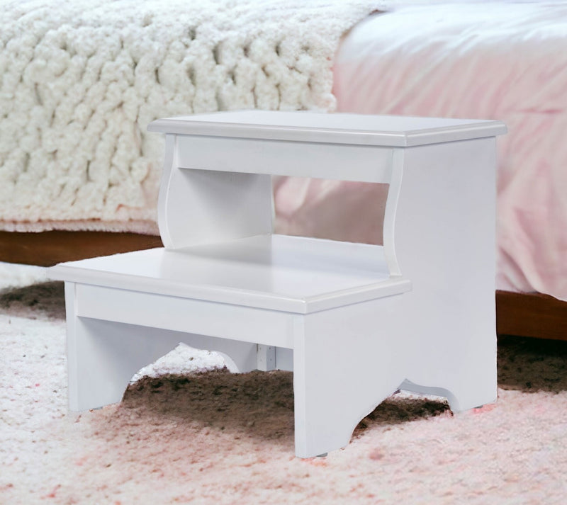 Home Outfitters 18" White Wood Step Stool