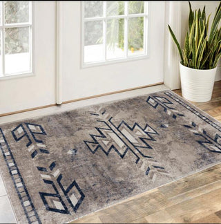 Home Outfitters 2' X 3' Beige And Blue Boho Chic Scatter Rug