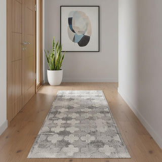 Home Outfitters 2' X 20' Gray Distressed Trellis Pattern Runner Rug