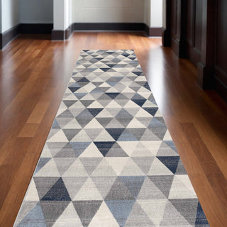 Home Outfitters 2' X 20' Navy Blue Geometric Diamond Runner Rug