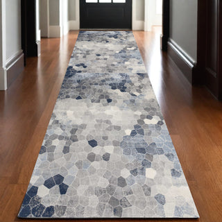Home Outfitters 2' X 20' Navy Blue Cobblestone Pattern Runner Rug