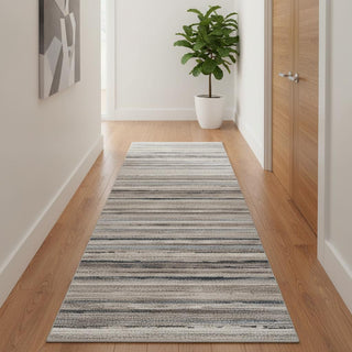 Home Outfitters 2' X 20' Blue And Beige Distressed Stripes Runner Rug