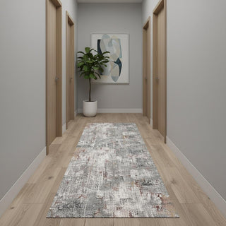 Home Outfitters 2' X 20' Gray And Ivory Abstract Runner Rug