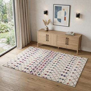 Home Outfitters 4' X 6' White Modern Geometric Grid Area Rug