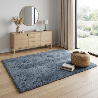Home Outfitters 4' X 5' Gray Shag Power Loom Non Skid Area Rug