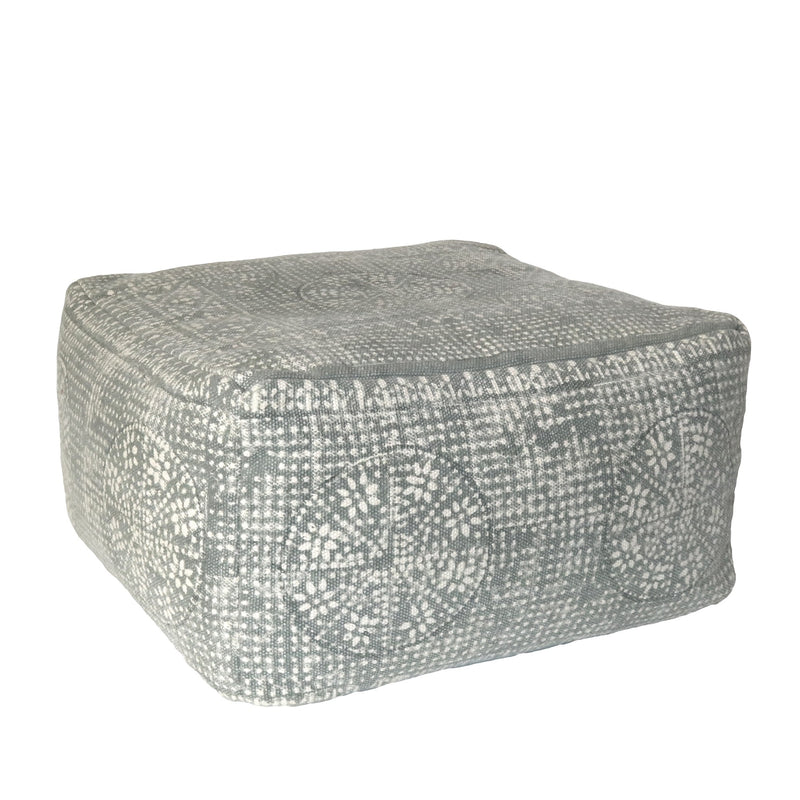 Home Outfitters Light Gray Patterned Rectangle Pouf