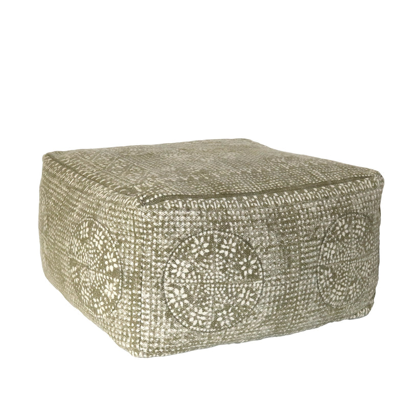 Home Outfitters Olive Green Patterned Rectangle Pouf