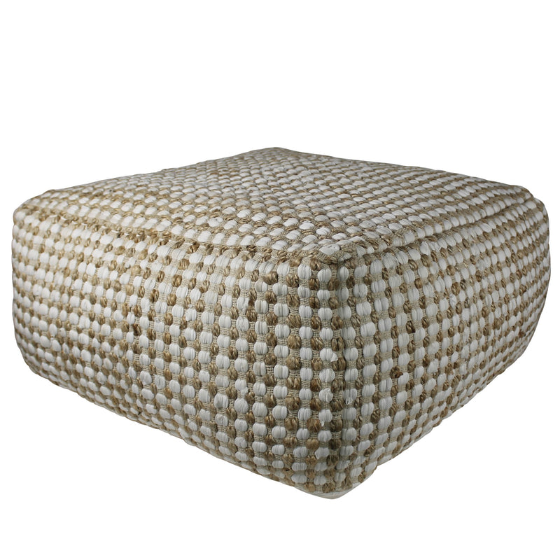 Home Outfitters Natural Hemp Dotted Rectangle Pouf