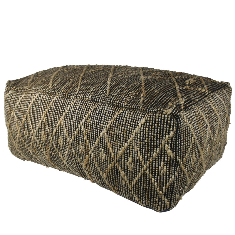 Home Outfitters Black Hemp Textured Rectangle Pouf