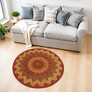 Home Outfitters 4' Round Orange Decorative Area Rug
