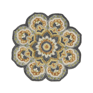 Home Outfitters 4' Gray Wool Geometric Hand Tufted Round Rug