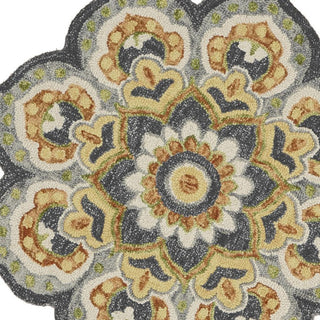 Home Outfitters 4' Gray Wool Geometric Hand Tufted Round Rug