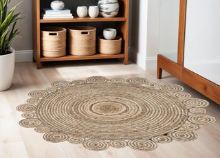 Home Outfitters 5' X 5' Beige Jute Hand Braided Area Rug
