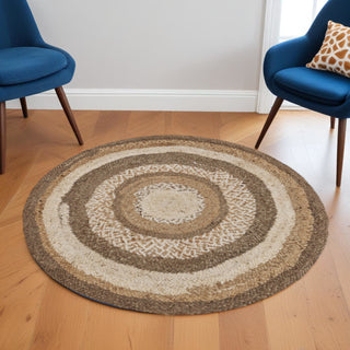 Home Outfitters 5' Beige Jute Hand Braided Round Rug