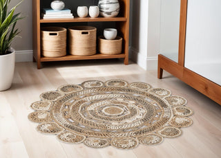 Home Outfitters 5' X 5' Beige Jute Hand Braided Area Rug