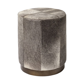 Home Outfitters 20" Gray Wool and Brown Footstool Ottoman