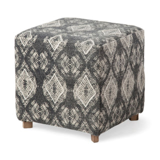 Home Outfitters 19" Gray 100% Cotton and Brown Cube Ottoman