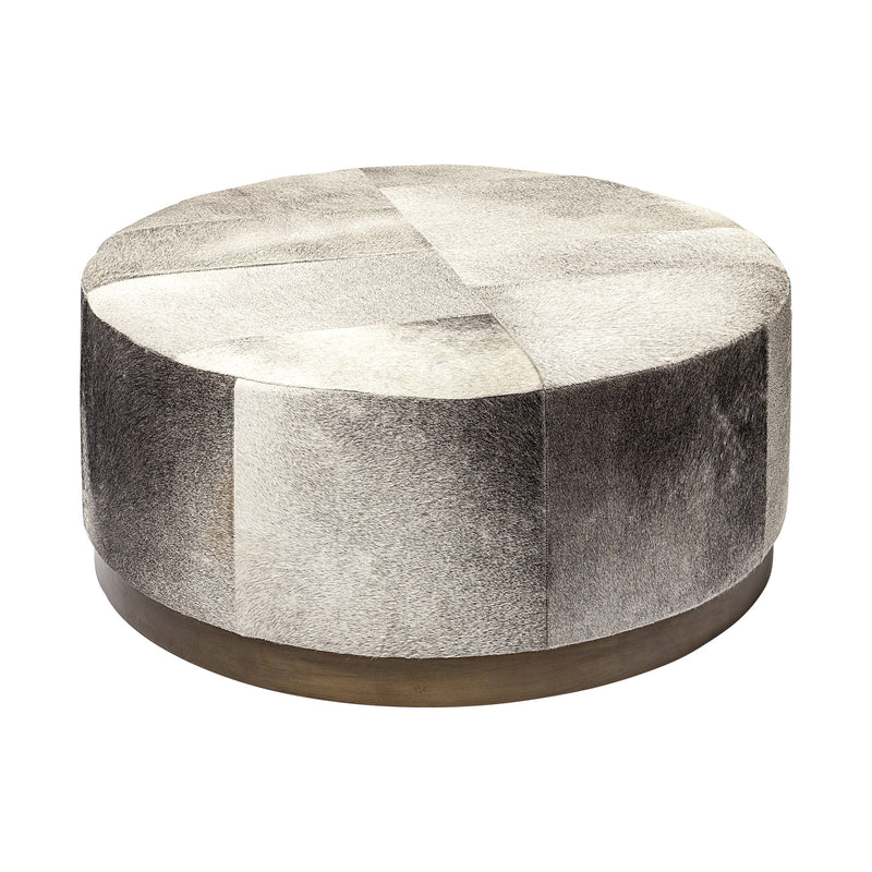 Home Outfitters 36" Gray Wool And Brown Footstool Ottoman