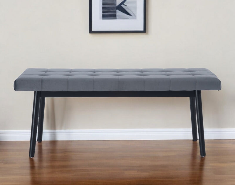 Home Outfitters 49" Gray and Black Upholstered Velvet Bench