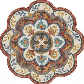 Home Outfitters 4' Round Red Layered Petals Area Rug