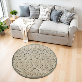Home Outfitters 4' Round Cream Modern Geometric Area Rug