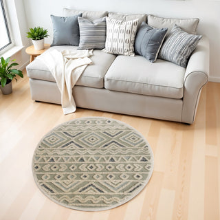 Home Outfitters 4' Round Cream Modern Geometric Area Rug
