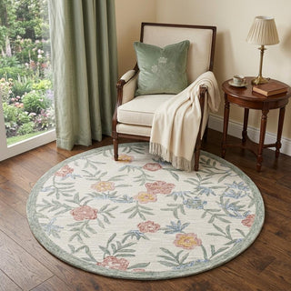 Home Outfitters 4' Round Gray Floral Traditional Area Rug