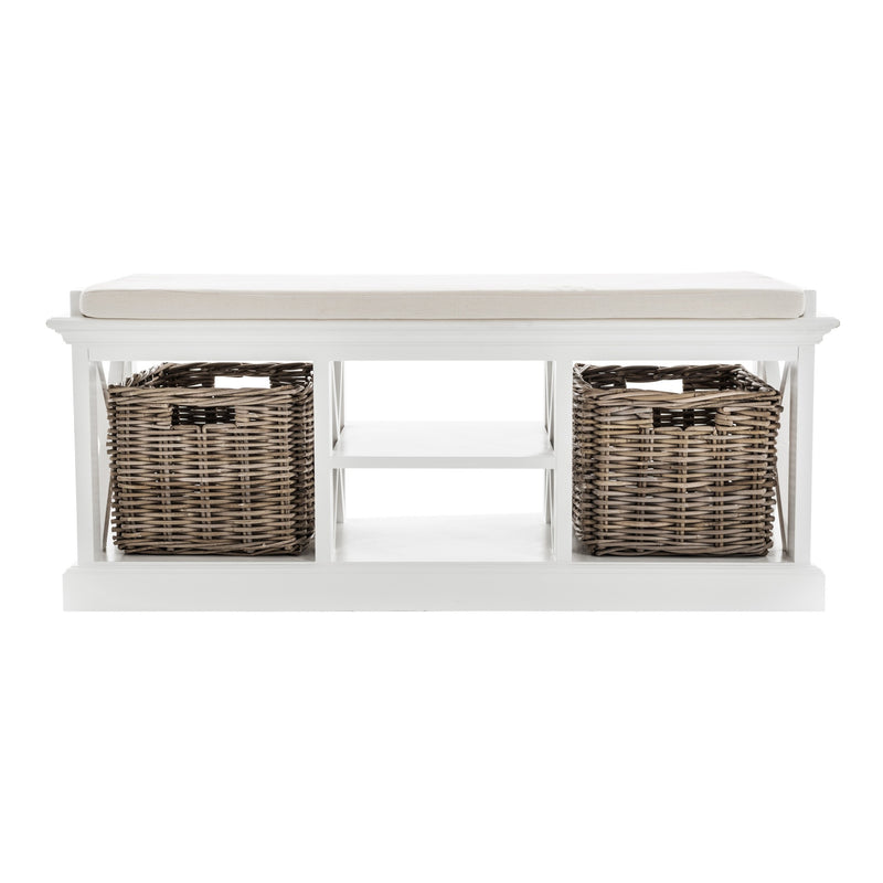 Home Outfitters Classic White Bench and Basket Set