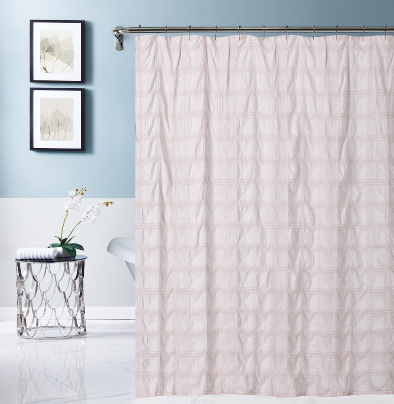 Home Outfitters Pale Pink Modern Striped Crinkle Shower Curtain