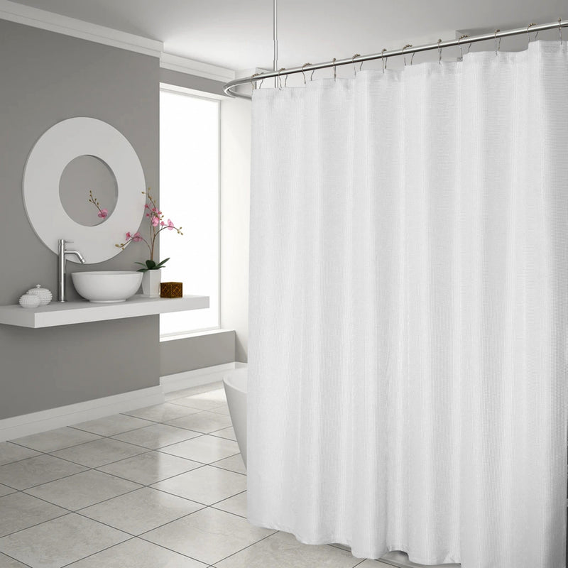 Home Outfitters Luxurious White Waffle Weave Shower Curtain