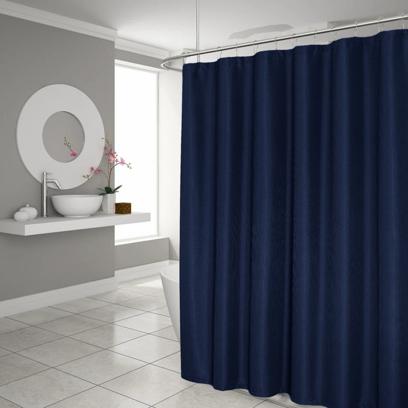 Home Outfitters Luxurious Navy Waffle Weave Shower Curtain