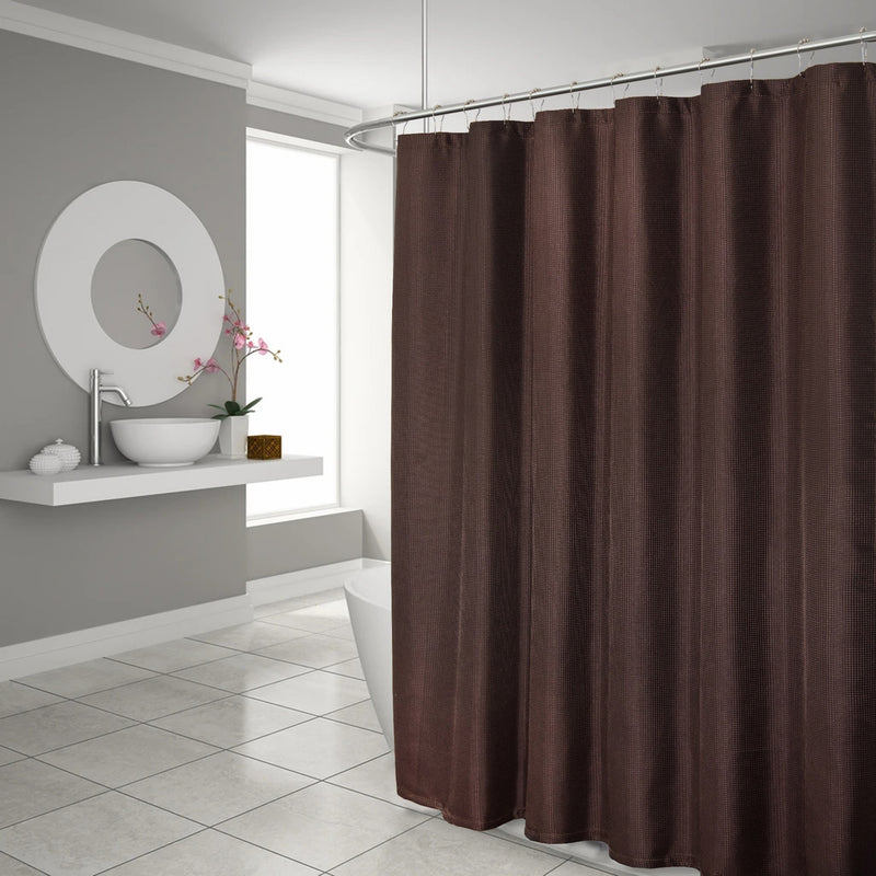 Home Outfitters Luxurious Brown Waffle Weave Shower Curtain