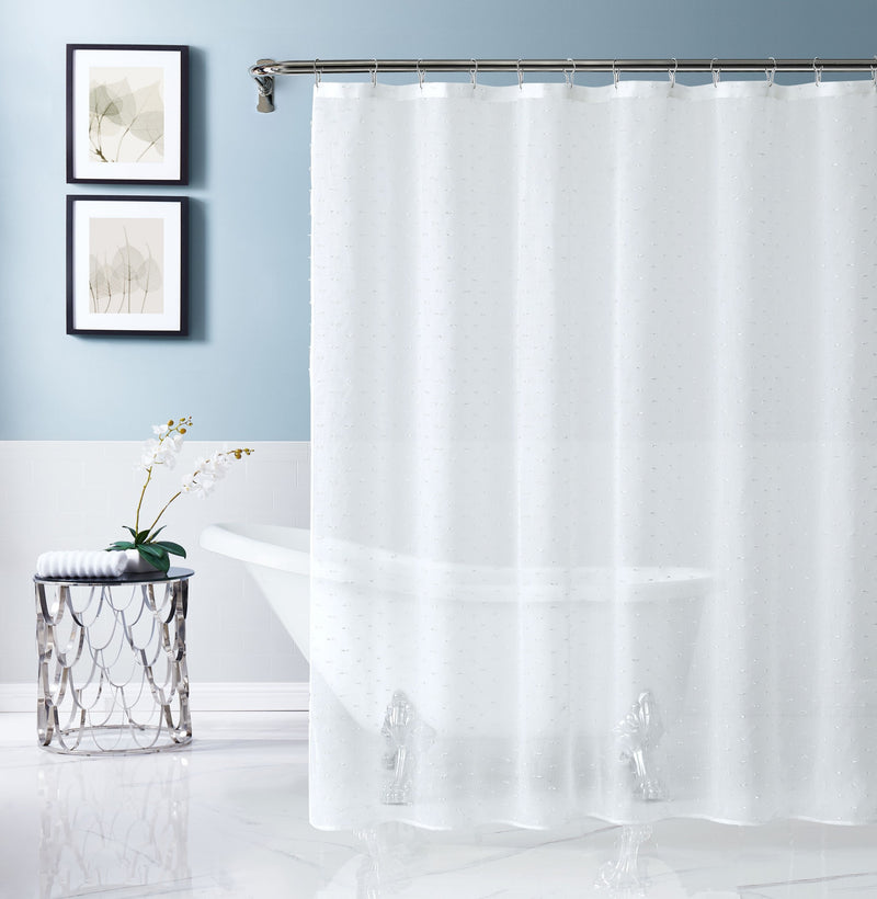 Home Outfitters White Puff Sprinkles Shower Curtain