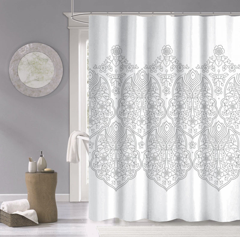 Home Outfitters Silver Decorative Medallion Shower Curtain