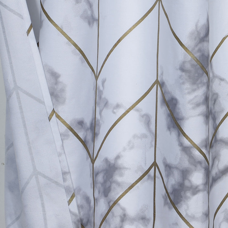 Home Outfitters Silver Marble and Geo Pattern Shower Curtain
