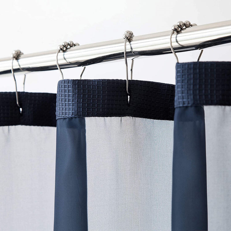 Home Outfitters Navy Modern Grid Shower Curtain and Liner Set