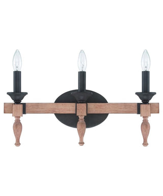Glenwood 21"W 3-Light Aged Bronze and Distressed Oak Finish Bathroom Vanity Light Fixture