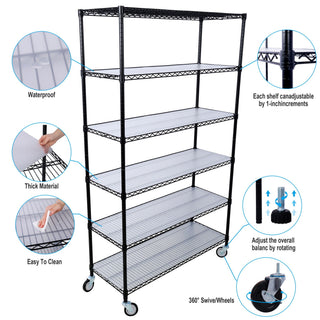 6 Tier Heavy Duty Metal Shelf Wire Shelving Unit