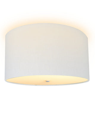 16"W Moderne Flush Mount Conversion Kit White Linen Drum Lampshade