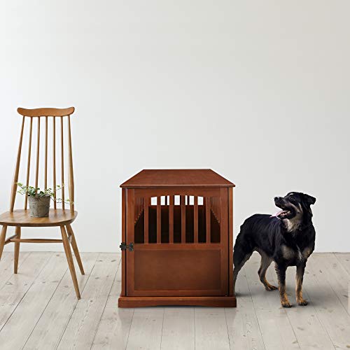 Casual Home Wooden Large Pet Crate, End Table, Walnut