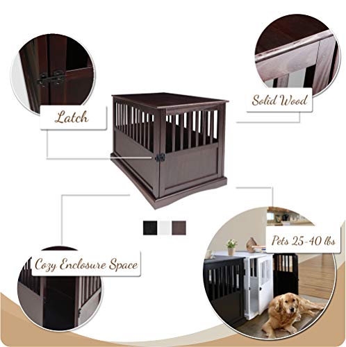 Casual Home Wooden Large Pet Crate, End Table, Espresso