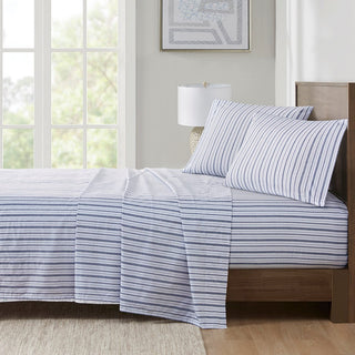 Madison Park Essentials 200 Thread Count Printed Cotton Sheet Set King 1 Flat Sheet:108""W x 102""L