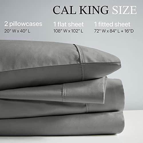 Beautyrest 1000 Thread Count, Solid Color Sheet Set, Elastic Deep Pocket, All Season, Breathable, HeiQ Smart Temperature, Soft Cotton Blend Bedding, Matching Pillowcase, Cal King Charcoal 4 Piece